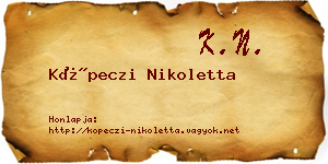 Köpeczi Nikoletta névjegykártya